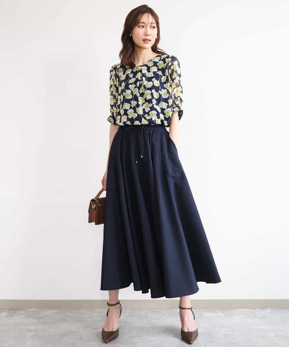 FKHHD64180 MK MICHEL KLEIN(MK ミッシェルクラン) [撥水/UVカット/洗える]ボリュームフレアスカート ネイビー