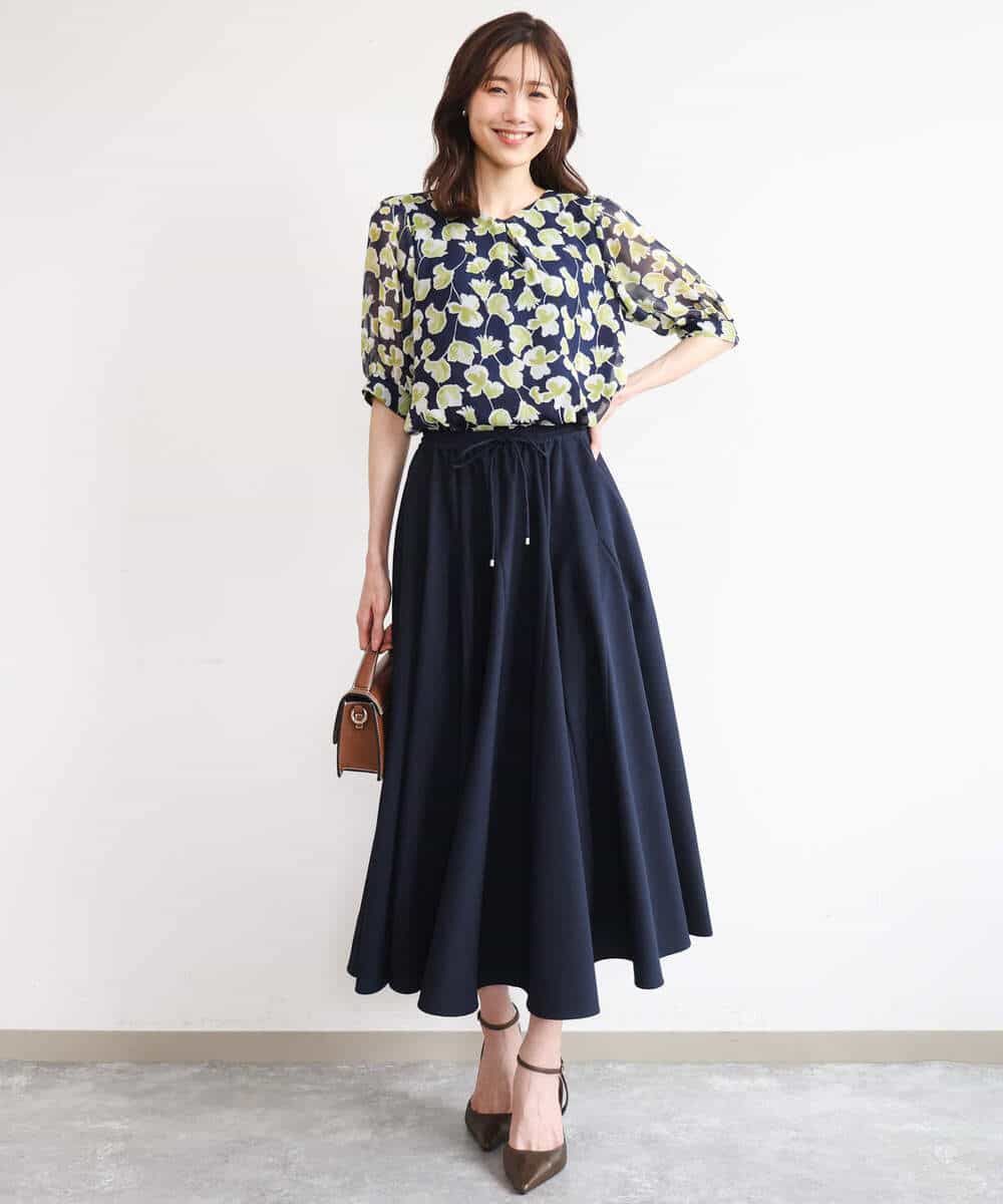 FKHHD64180 MK MICHEL KLEIN(MK ミッシェルクラン) [撥水/UVカット/洗える]ボリュームフレアスカート ネイビー