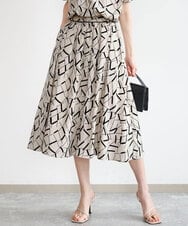 FKHHD68160 MK MICHEL KLEIN(MK ミッシェルクラン) [接触冷感/洗える]アートプリントミディ丈スカート ベージュ