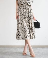 FKHHD68160 MK MICHEL KLEIN(MK ミッシェルクラン) [接触冷感/洗える]アートプリントミディ丈スカート ベージュ