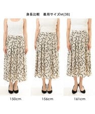 FKHHD68160 MK MICHEL KLEIN(MK ミッシェルクラン) [接触冷感/洗える]アートプリントミディ丈スカート ベージュ