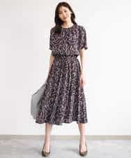 FKHHD68160 MK MICHEL KLEIN(MK ミッシェルクラン) [接触冷感/洗える]アートプリントミディ丈スカート ベージュ