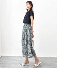 FKHHV01140 MK MICHEL KLEIN(MK ミッシェルクラン) 小花柄シフォンフレアスカート/洗える イエロー