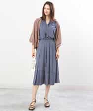 FKHIS02140 MK MICHEL KLEIN(MK ミッシェルクラン) 柄ジャージータックフレアスカート/洗える ネイビー