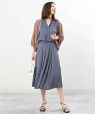 FKHIS02140 MK MICHEL KLEIN(MK ミッシェルクラン) 柄ジャージータックフレアスカート/洗える ネイビー