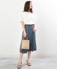 FKHIS02140 MK MICHEL KLEIN(MK ミッシェルクラン) 柄ジャージータックフレアスカート/洗える ネイビー