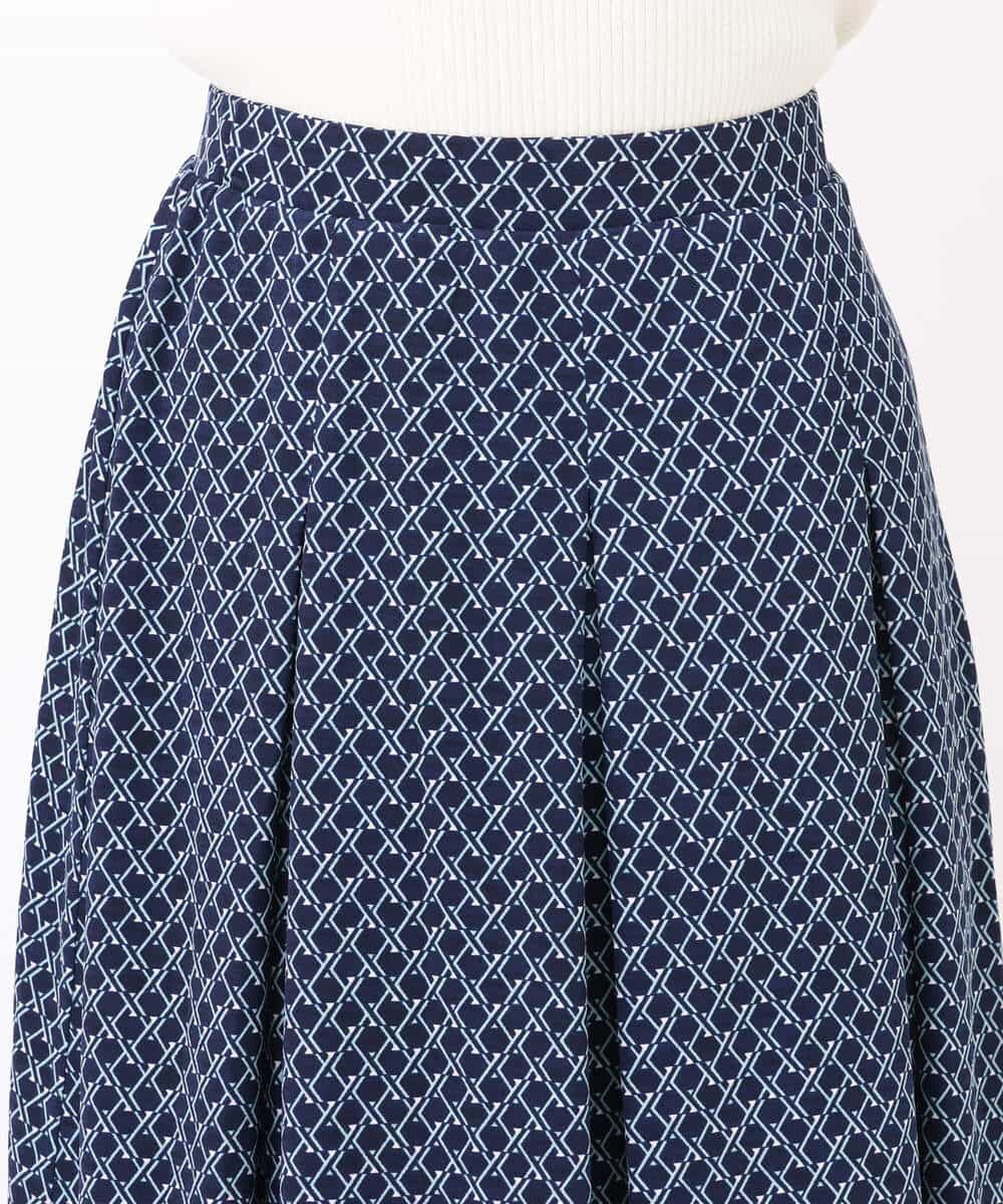 FKHIS02140 MK MICHEL KLEIN(MK ミッシェルクラン) 柄ジャージータックフレアスカート/洗える ネイビー