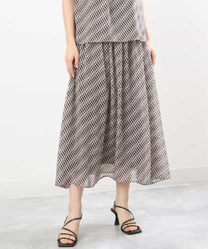 FKHIS03140  チェック柄シフォンロングスカート/洗える