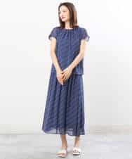 FKHIS03140 MK MICHEL KLEIN(MK ミッシェルクラン) チェック柄シフォンロングスカート/洗える ベージュ