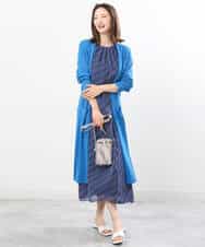 FKHIS03140 MK MICHEL KLEIN(MK ミッシェルクラン) チェック柄シフォンロングスカート/洗える ベージュ
