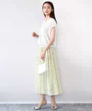 FKHJA07140 MK MICHEL KLEIN(MK ミッシェルクラン) 小花柄シフォンスカート/洗える ブラック