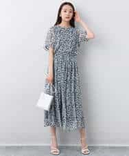 FKHJA07140 MK MICHEL KLEIN(MK ミッシェルクラン) 小花柄シフォンスカート/洗える ブラック