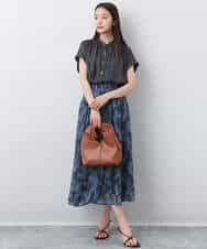 FKHJA08140 MK MICHEL KLEIN(MK ミッシェルクラン) リーフ柄シフォンスカート/洗える アイボリー