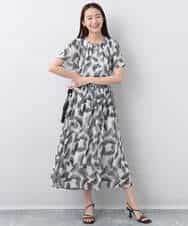 FKHJA08140 MK MICHEL KLEIN(MK ミッシェルクラン) リーフ柄シフォンスカート/洗える アイボリー