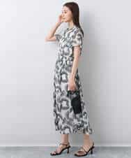 FKHJA08140 MK MICHEL KLEIN(MK ミッシェルクラン) リーフ柄シフォンスカート/洗える アイボリー
