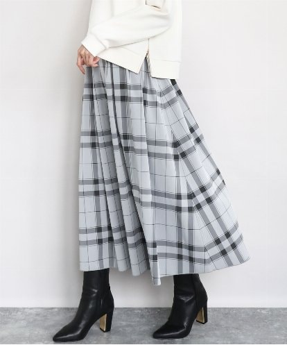 FKHJA28150 MK MICHEL KLEIN リバーシブルチェックスカート/洗える
