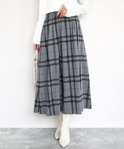 FKHJA28150 MK MICHEL KLEIN リバーシブルチェックスカート/洗える