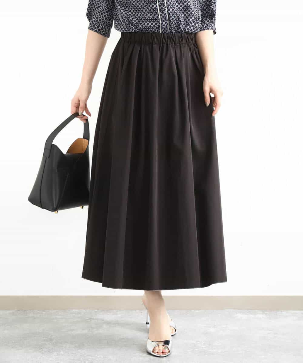 FKHJA28150 MK MICHEL KLEIN(MK ミッシェルクラン) リバーシブルチェックスカート/洗える グレー（チェック）×モスグリーン（無地）