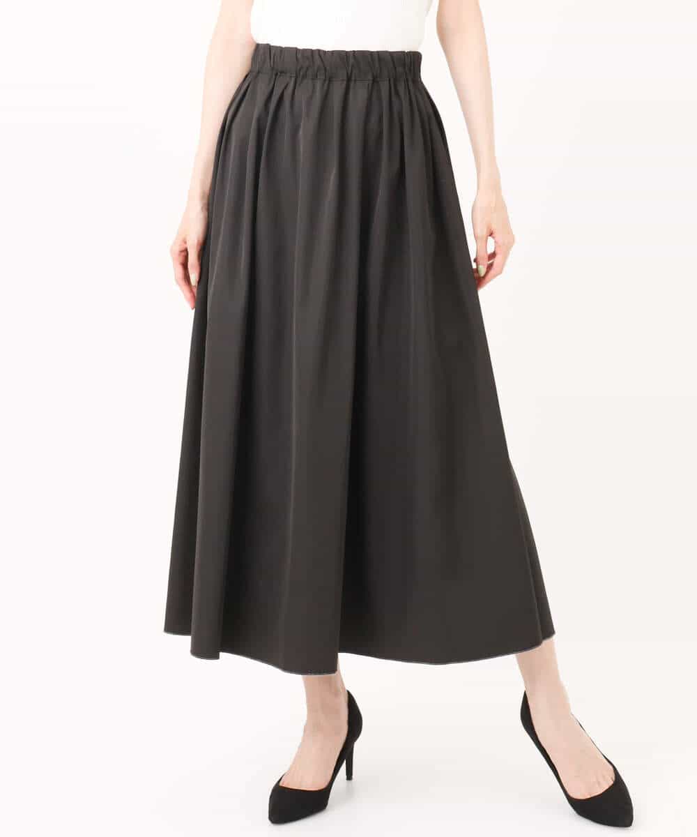 FKHJA28150 MK MICHEL KLEIN(MK ミッシェルクラン) リバーシブルチェックスカート/洗える グレー（チェック）×モスグリーン（無地）