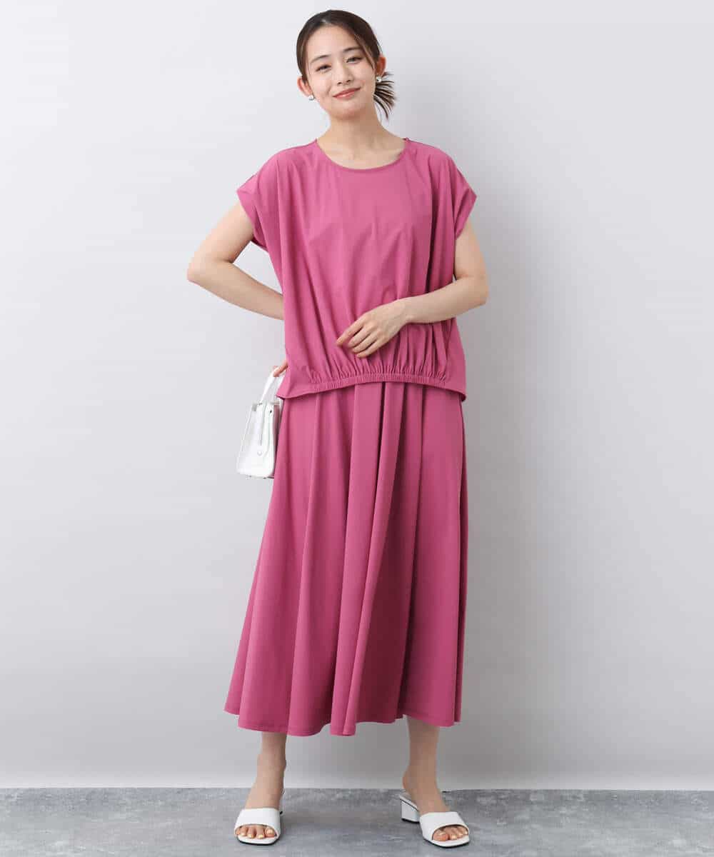 FKHJA72160 MK MICHEL KLEIN(MK ミッシェルクラン) ジャージーフレアスカート/接触冷感/速乾/洗える グレージュ