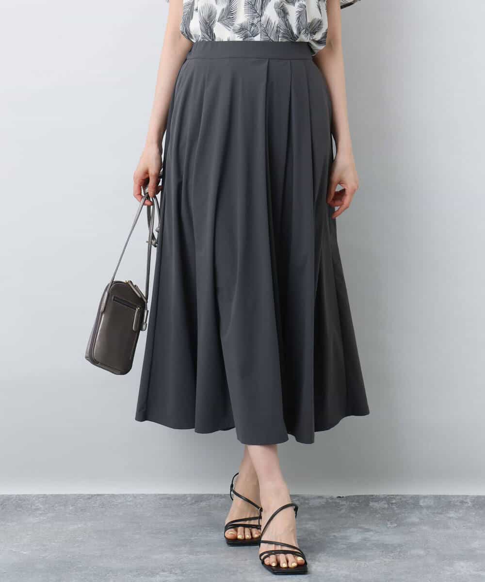FKHJA72160 MK MICHEL KLEIN(MK ミッシェルクラン) ジャージーフレアスカート/接触冷感/速乾/洗える グレージュ