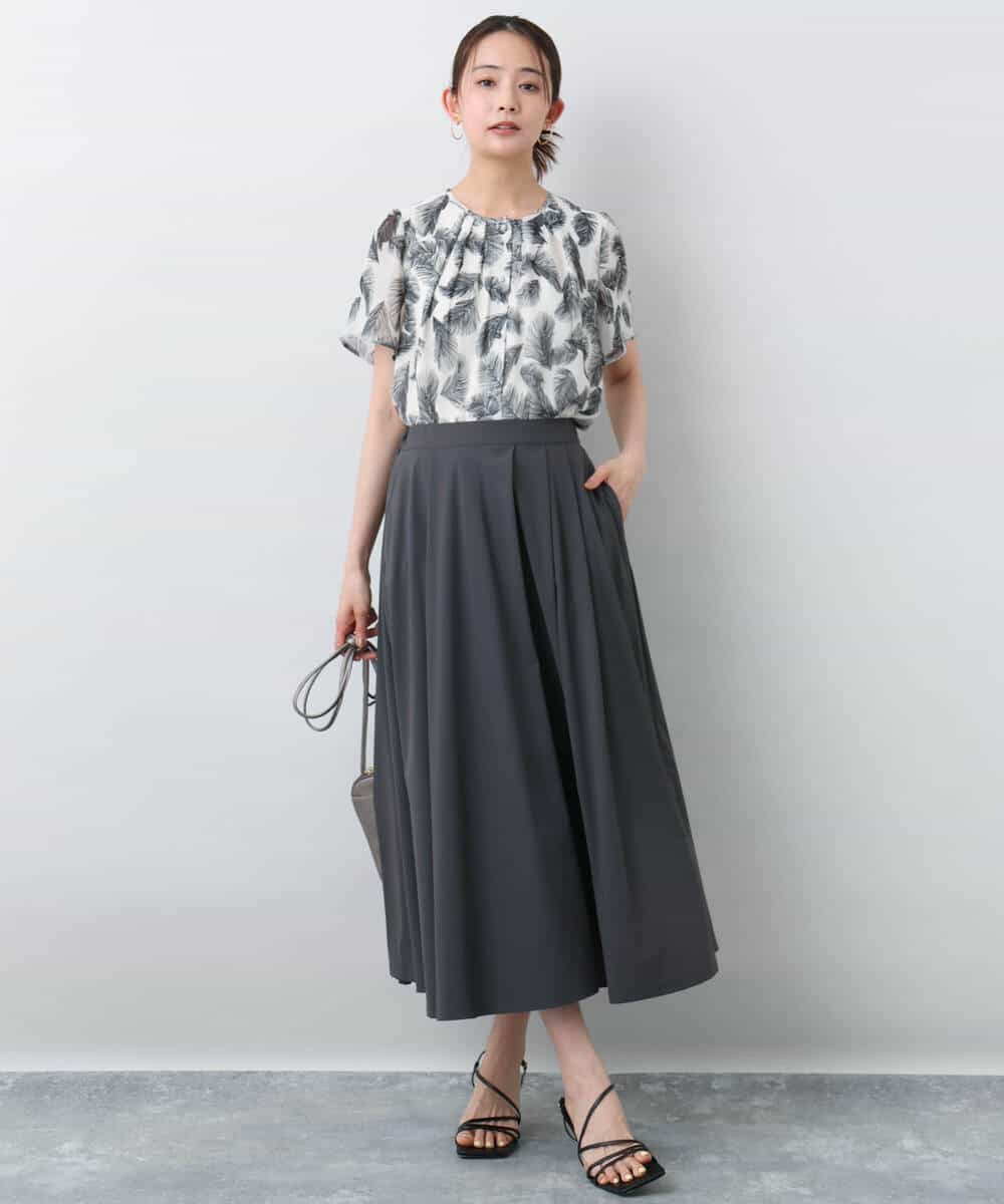 FKHJA72160 MK MICHEL KLEIN(MK ミッシェルクラン) ジャージーフレアスカート/接触冷感/速乾/洗える グレージュ