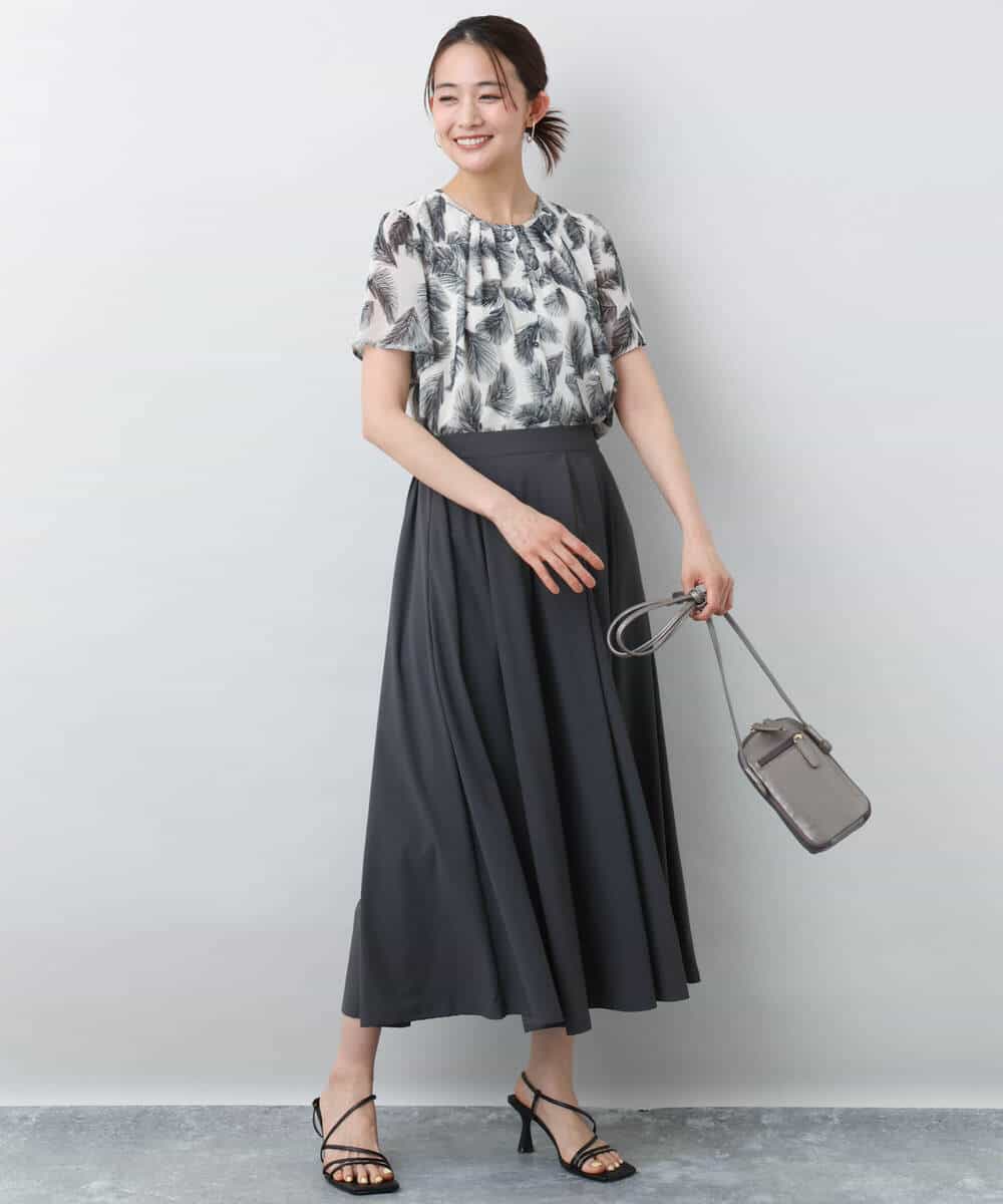 FKHJA72160 MK MICHEL KLEIN(MK ミッシェルクラン) ジャージーフレアスカート/接触冷感/速乾/洗える グレージュ