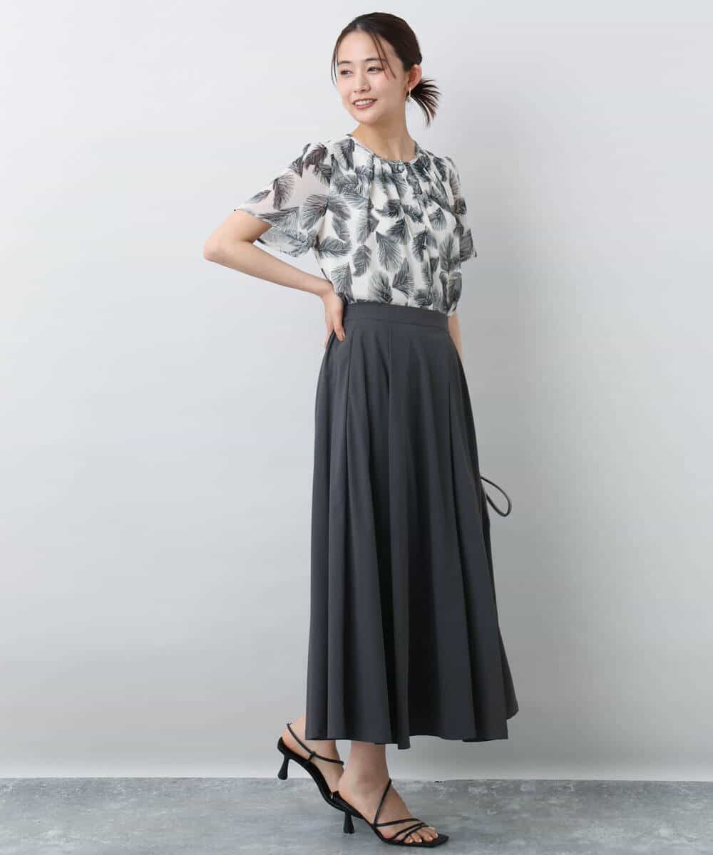 FKHJA72160 MK MICHEL KLEIN(MK ミッシェルクラン) ジャージーフレアスカート/接触冷感/速乾/洗える グレージュ