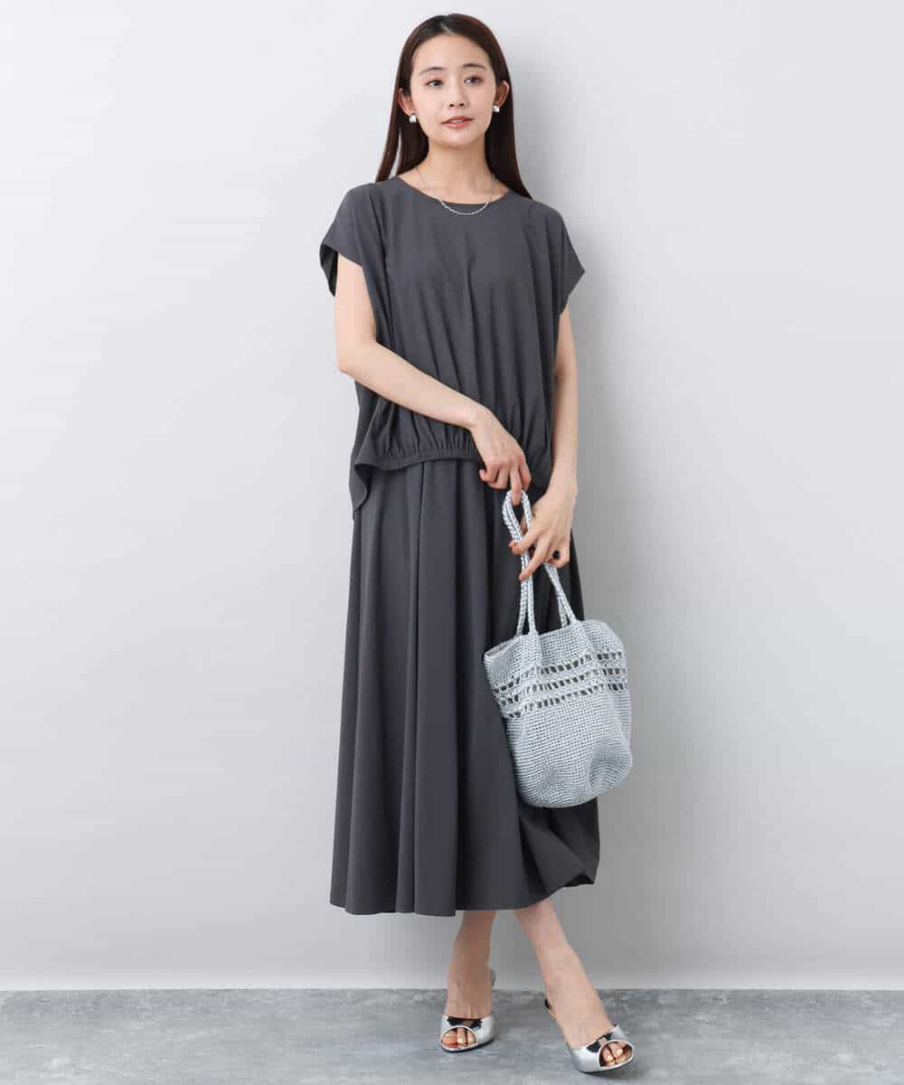 FKHJA72160 MK MICHEL KLEIN(MK ミッシェルクラン) ジャージーフレアスカート/接触冷感/速乾/洗える グレージュ