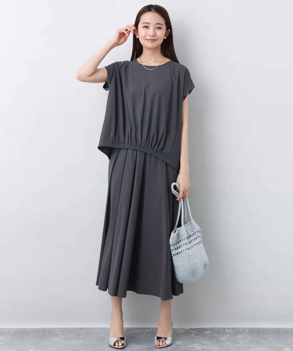 FKHJA72160 MK MICHEL KLEIN(MK ミッシェルクラン) ジャージーフレアスカート/接触冷感/速乾/洗える グレージュ