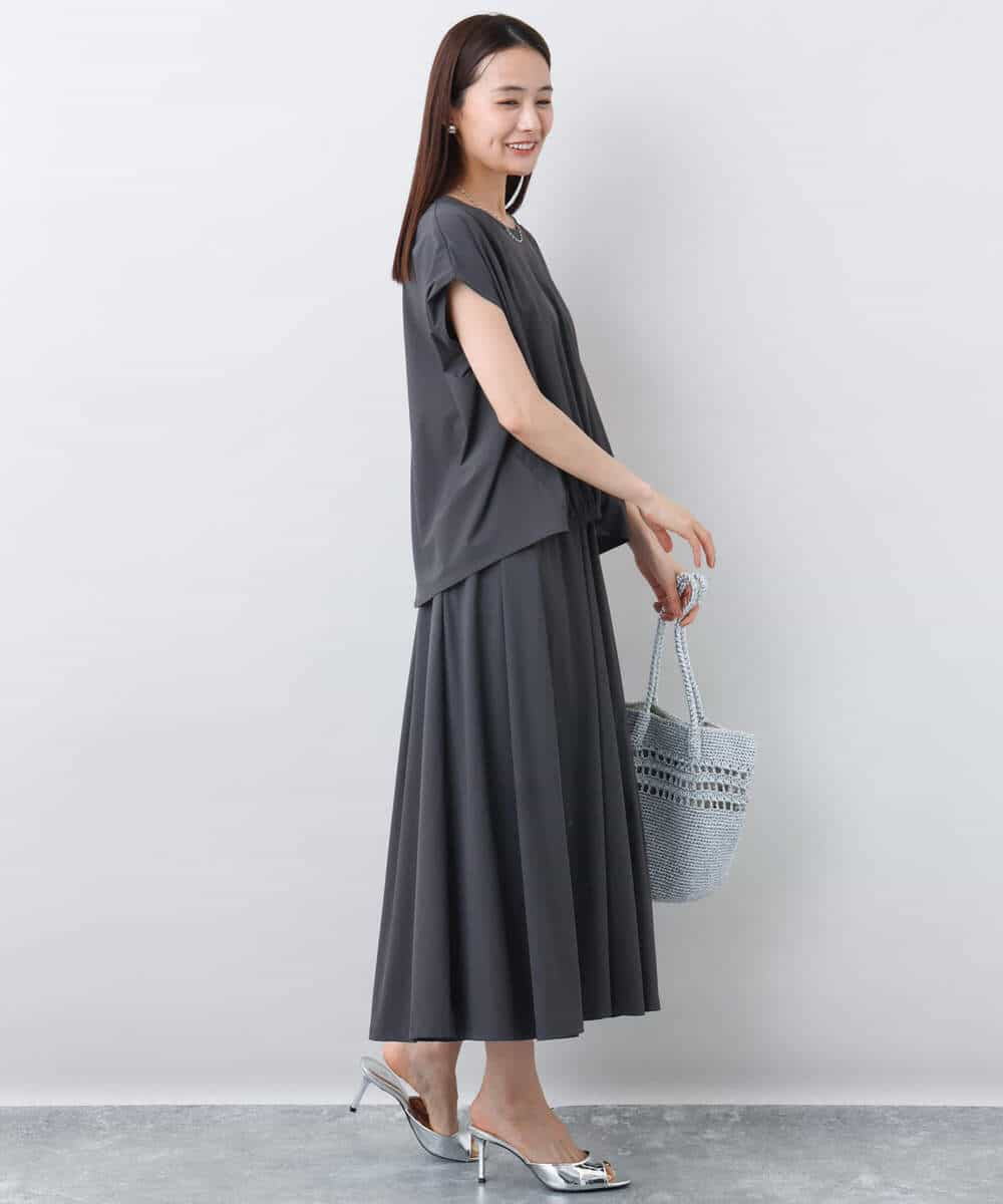 FKHJA72160 MK MICHEL KLEIN(MK ミッシェルクラン) ジャージーフレアスカート/接触冷感/速乾/洗える グレージュ