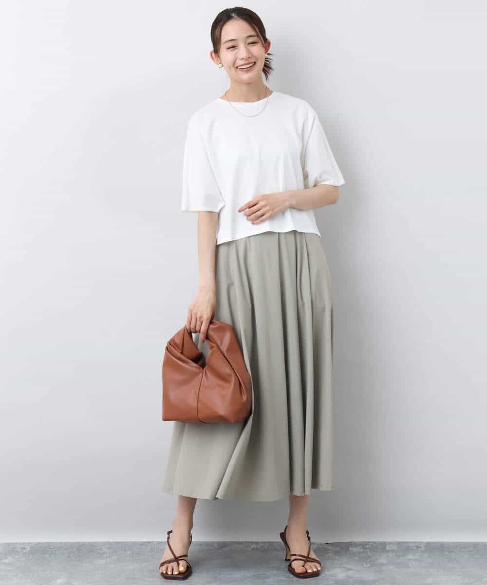 FKHJA72160 MK MICHEL KLEIN(MK ミッシェルクラン) ジャージーフレアスカート/接触冷感/速乾/洗える グレージュ