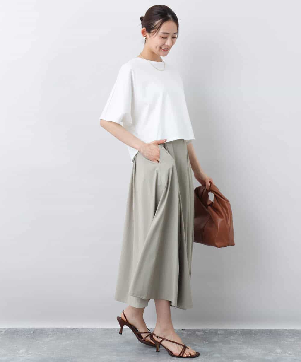 FKHJA72160 MK MICHEL KLEIN(MK ミッシェルクラン) ジャージーフレアスカート/接触冷感/速乾/洗える グレージュ