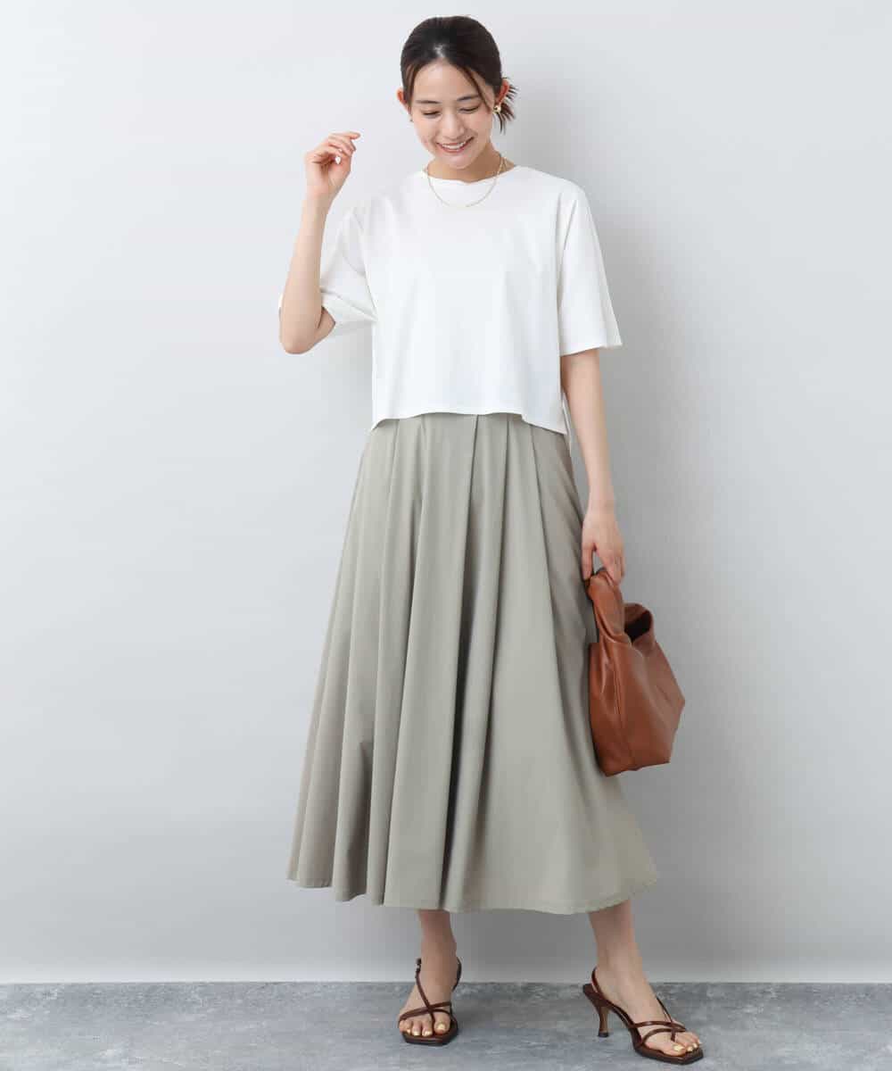FKHJA72160 MK MICHEL KLEIN(MK ミッシェルクラン) ジャージーフレアスカート/接触冷感/速乾/洗える グレージュ