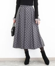 FKHJA82170 MK MICHEL KLEIN(MK ミッシェルクラン) フロッキードット柄タックスカート/洗える グレー