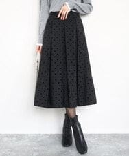FKHJA82170 MK MICHEL KLEIN(MK ミッシェルクラン) フロッキードット柄タックスカート/洗える ブラック