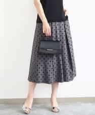 FKHJA82170 MK MICHEL KLEIN(MK ミッシェルクラン) フロッキードット柄タックスカート/洗える グレー