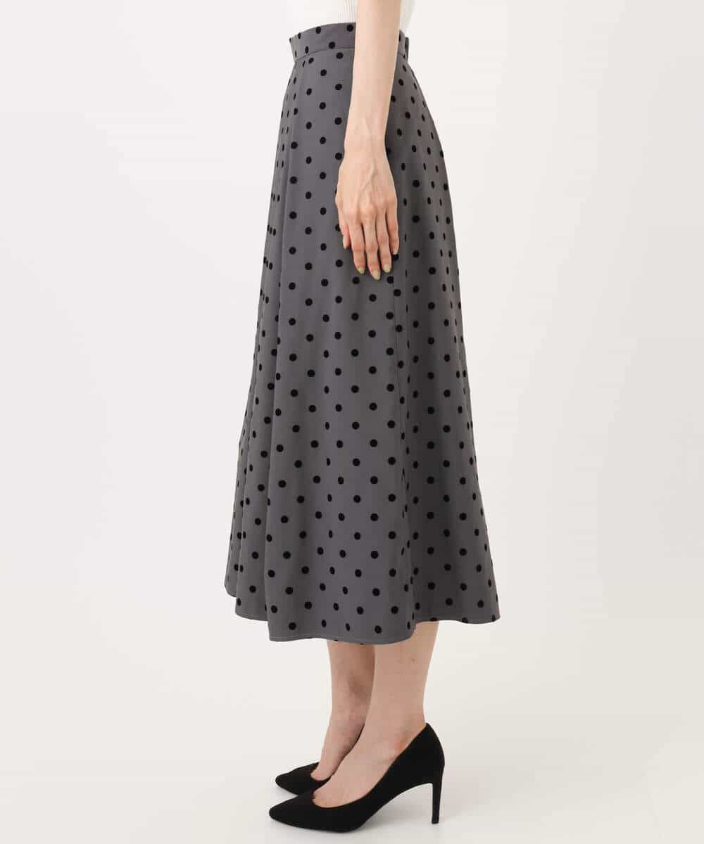 FKHJA82170 MK MICHEL KLEIN(MK ミッシェルクラン) フロッキードット柄タックスカート/洗える グレー