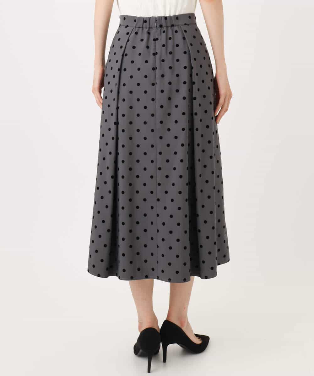 FKHJA82170 MK MICHEL KLEIN(MK ミッシェルクラン) フロッキードット柄タックスカート/洗える グレー