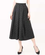 FKHJA82170 MK MICHEL KLEIN(MK ミッシェルクラン) フロッキードット柄タックスカート/洗える グレー