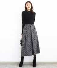 FKHJA82170 MK MICHEL KLEIN(MK ミッシェルクラン) フロッキードット柄タックスカート/洗える グレー