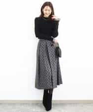 FKHJA82170 MK MICHEL KLEIN(MK ミッシェルクラン) フロッキードット柄タックスカート/洗える グレー