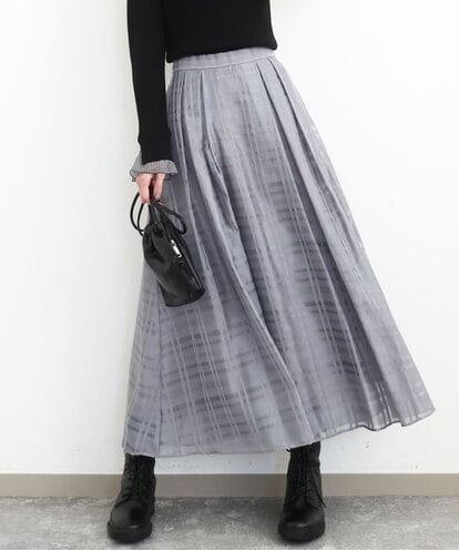 FKHJA85160 MK MICHEL KLEIN シアードビーチェックスカート/洗える