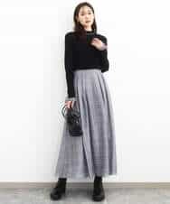 FKHJA85160 MK MICHEL KLEIN(MK ミッシェルクラン) シアードビーチェックスカート/洗える グレー