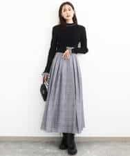 FKHJA85160 MK MICHEL KLEIN(MK ミッシェルクラン) シアードビーチェックスカート/洗える グレー