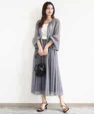 FKHJA88160 MK MICHEL KLEIN(MK ミッシェルクラン) デニム調シアープリーツスカート/洗える ネイビー