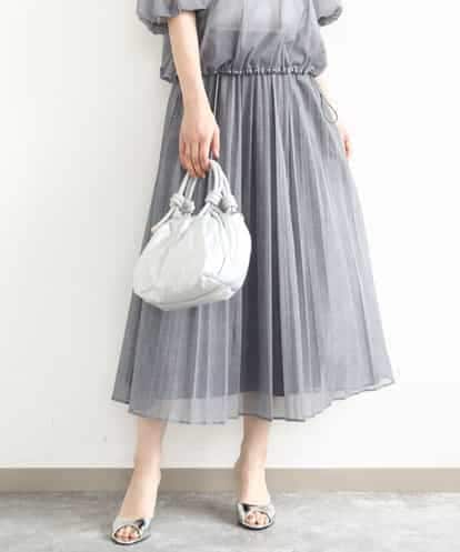 FKHJA88160 MK MICHEL KLEIN デニム調シアープリーツスカート/洗える