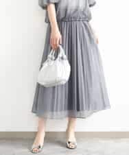 FKHJA88160 MK MICHEL KLEIN(MK ミッシェルクラン) デニム調シアープリーツスカート/洗える ライトグレー