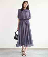 FKHJD28150 MK MICHEL KLEIN(MK ミッシェルクラン) [洗える]ジオメットリック柄シフォンスカート グリーン