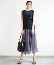 FKHJD28150 MK MICHEL KLEIN(MK ミッシェルクラン) [洗える]ジオメットリック柄シフォンスカート グリーン
